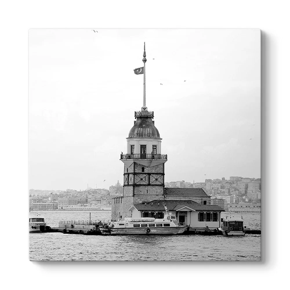 Kız Kulesi Siyah Beyaz Tablosu - Model 3